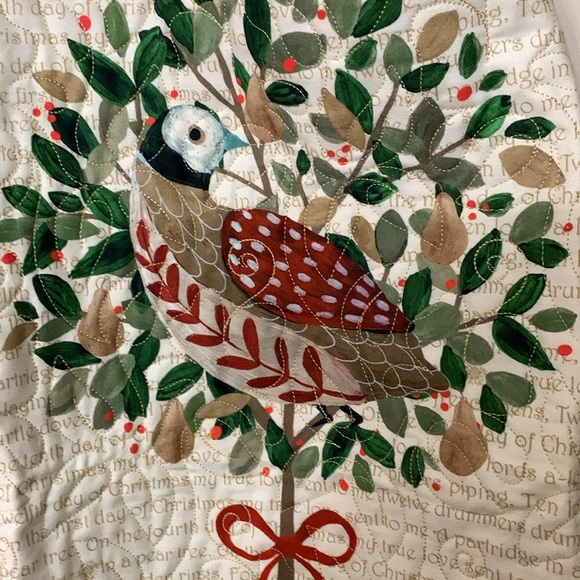 Apron partridge in a pear tree on front, brown white polkadots on back - Picture 6 of 6